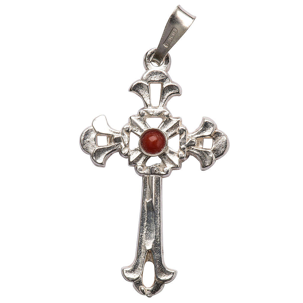Pendant Perforated Cross In Silver Coral Gothic Style 4 Pendant Perforated Cross In Silver Coral Gothic Style 4