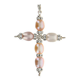 Croce pendente cristalli e perle
