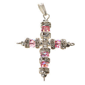 Croix pendentif strass rose