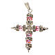 Croix pendentif strass rose s5