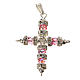 Croix pendentif strass rose s2