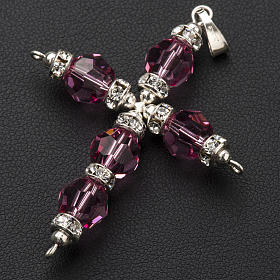 Pendant cross, round crystal 5x4cm