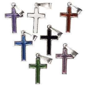 Pendant cross in silver and coloured enamel