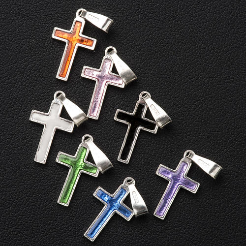 Pendant cross in silver and coloured enamel 4