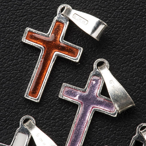 Pendant cross in silver and coloured enamel 6