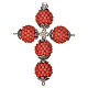 Red coral cross pendant with 1,5 cm pearls s1