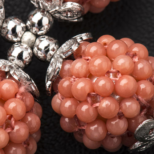 Pink coral cross pendant 1.5 cm pearls 3