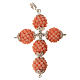 Pink coral cross pendant 1.5 cm pearls s1
