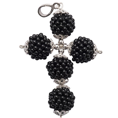 Onyx cross pendant 1,5 cm pearls 1