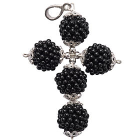 Onyx cross pendant 1,5 cm pearls