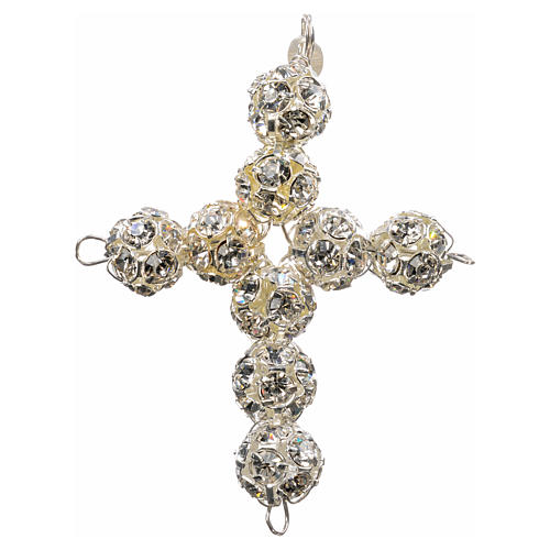 Pendant cross, white strass ball diam. 0,39in 4