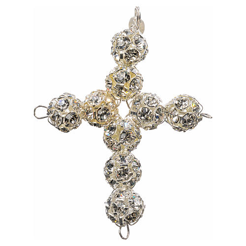 Pendant cross, white strass ball diam. 0,39in 1