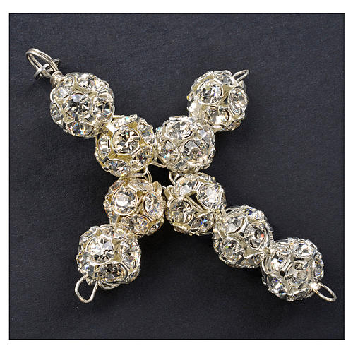 Pendant cross, white strass ball diam. 0,39in 2