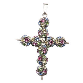 Pendant cross, strass ball 4 colours diam. 0,31in