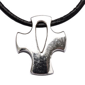 Pendant, stylized cross with decorative hole in silver