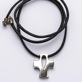 Pendant, stylized cross with decorative hole in silver