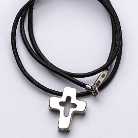 Pendant, silver cross with hole