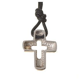 Pendant, silver cross with hole and zircon