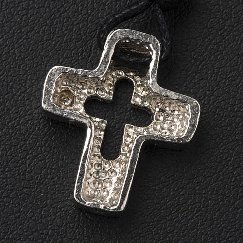 Pendant, silver cross with hole and zircon 4
