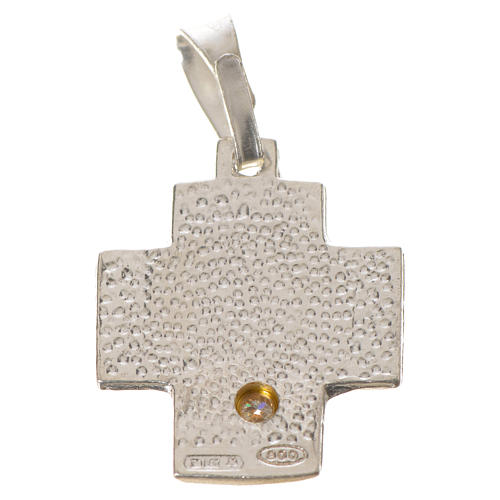 Pendant cross in silver, Alpha Omega with zircon 5