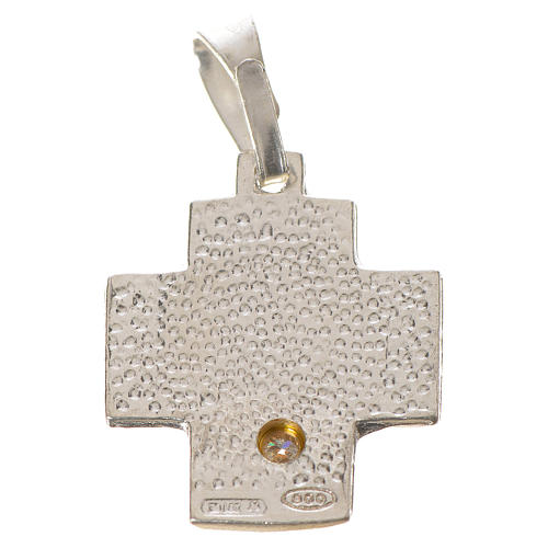 Pendant cross in silver, Alpha Omega with zircon 2