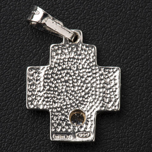 Pendant cross in silver, Alpha Omega with zircon 3