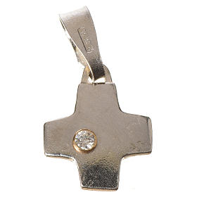 Pendant cross in silver with zircon 1 x 1 cm