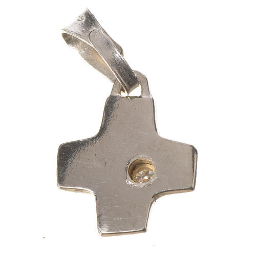 Pendant cross in silver with zircon 1 x 1 cm 2