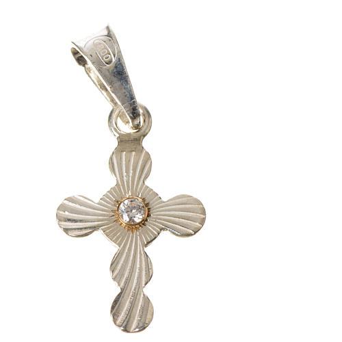 Pendant cross with circles, silver with zircon 4