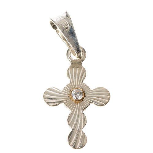 Pendant cross with circles, silver with zircon 1