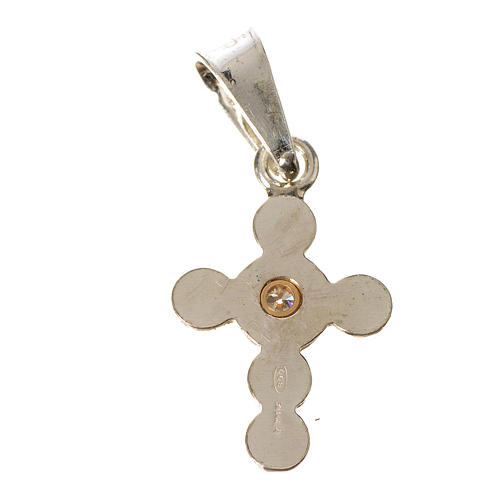 Pendant cross with circles, silver with zircon 2