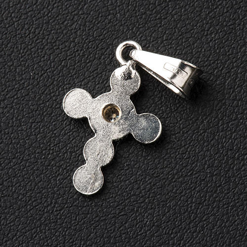 Pendant cross with circles, silver with zircon 3