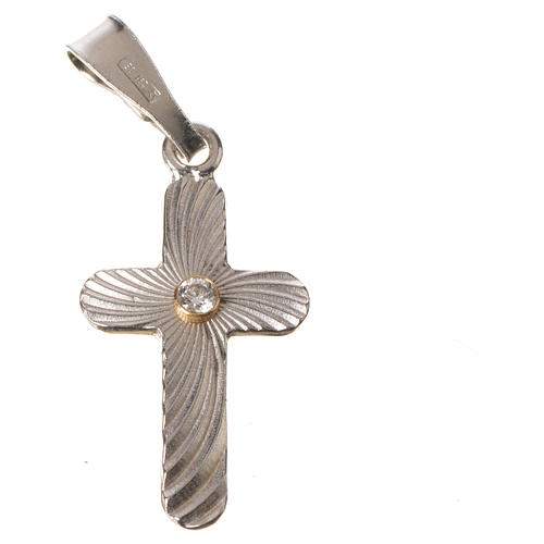 Pendant cross in silver with zircon 2x1,5cm 4