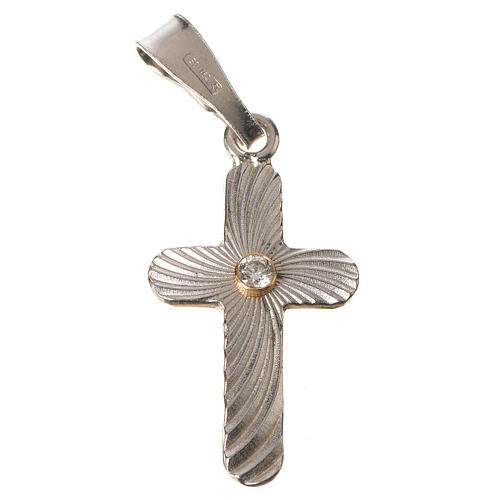 Pendant cross in silver with zircon 2x1,5cm 1