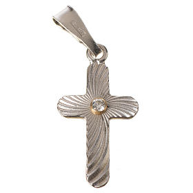 Croce Argento e zircone zigrinata 2x1,5