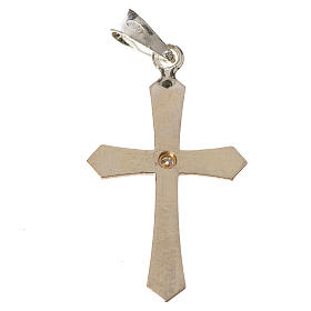 Pendant cross, pointed in silver with zircon