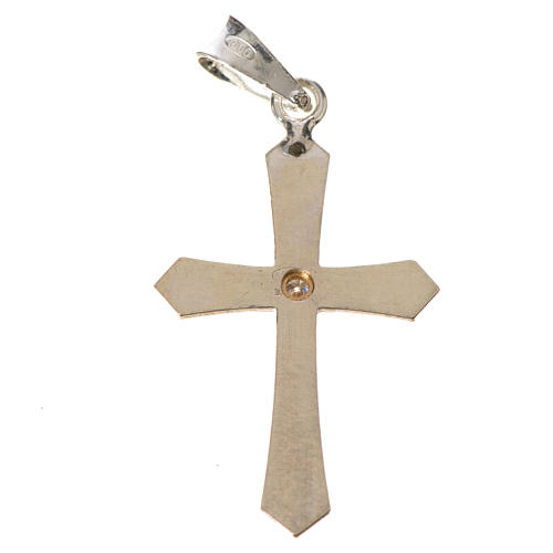 Pendant cross, pointed in silver with zircon 4