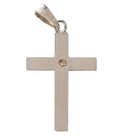 Croix classique crénelée argent et zircon 3x2