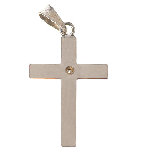 Croix classique crénelée argent et zircon 3x2 2