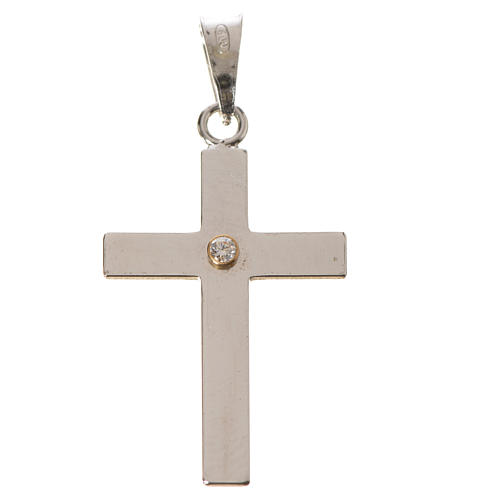 Croix classique argent et zircon 2x3 3