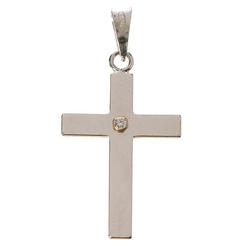 Croix classique argent et zircon 2x3 1
