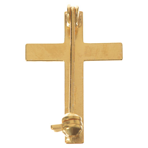 Clergyman cross pin in golden 925 silver 6