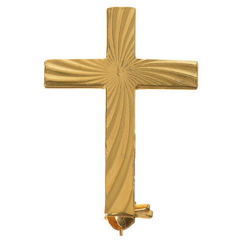 Broche Cruz Clergyman dorada plata de ley 4