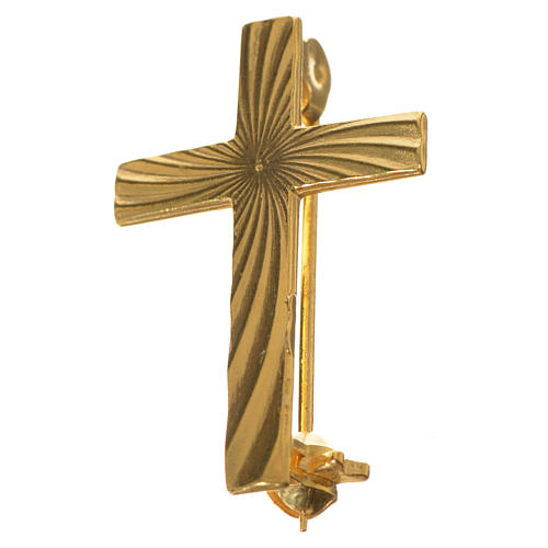 Cruz broche sacerdote dourada prata 925 5