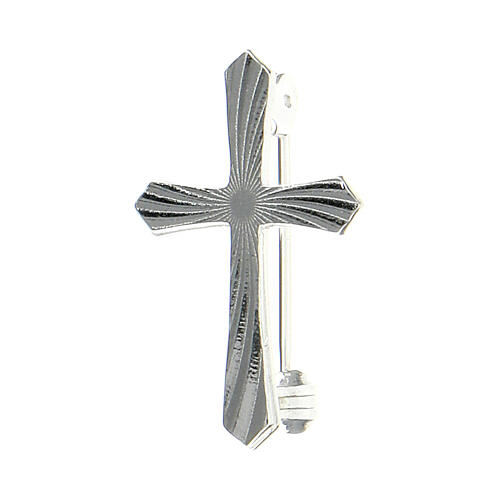 Broche cruz serrilhada sacerdote prata 925 1