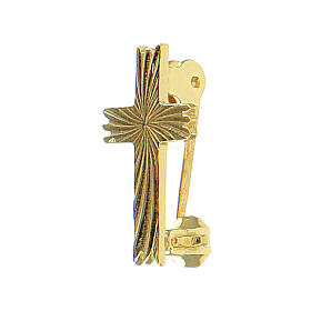 Knurled cross broach in golden 925 silver