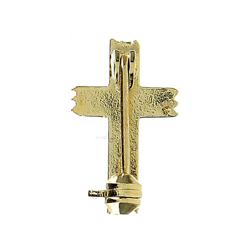 Croce spilla dorata zigrinata arg.925 4