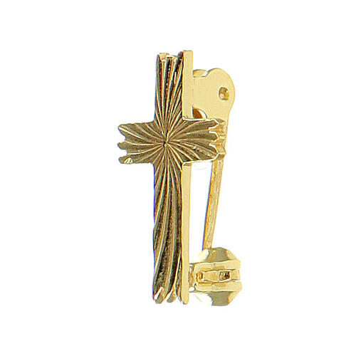 Knurled cross broach in golden 925 silver 1