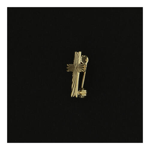 Knurled cross broach in golden 925 silver 2