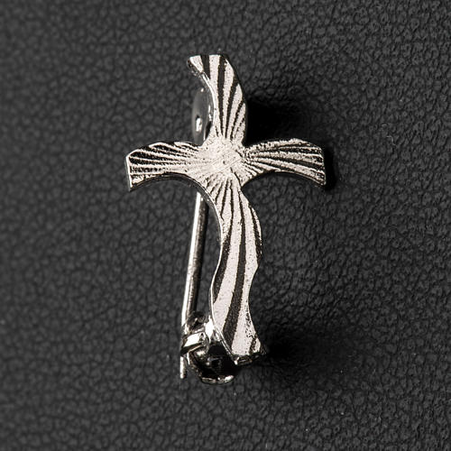 Clergy cross brooch, stylised and knurled in 925 silver 2